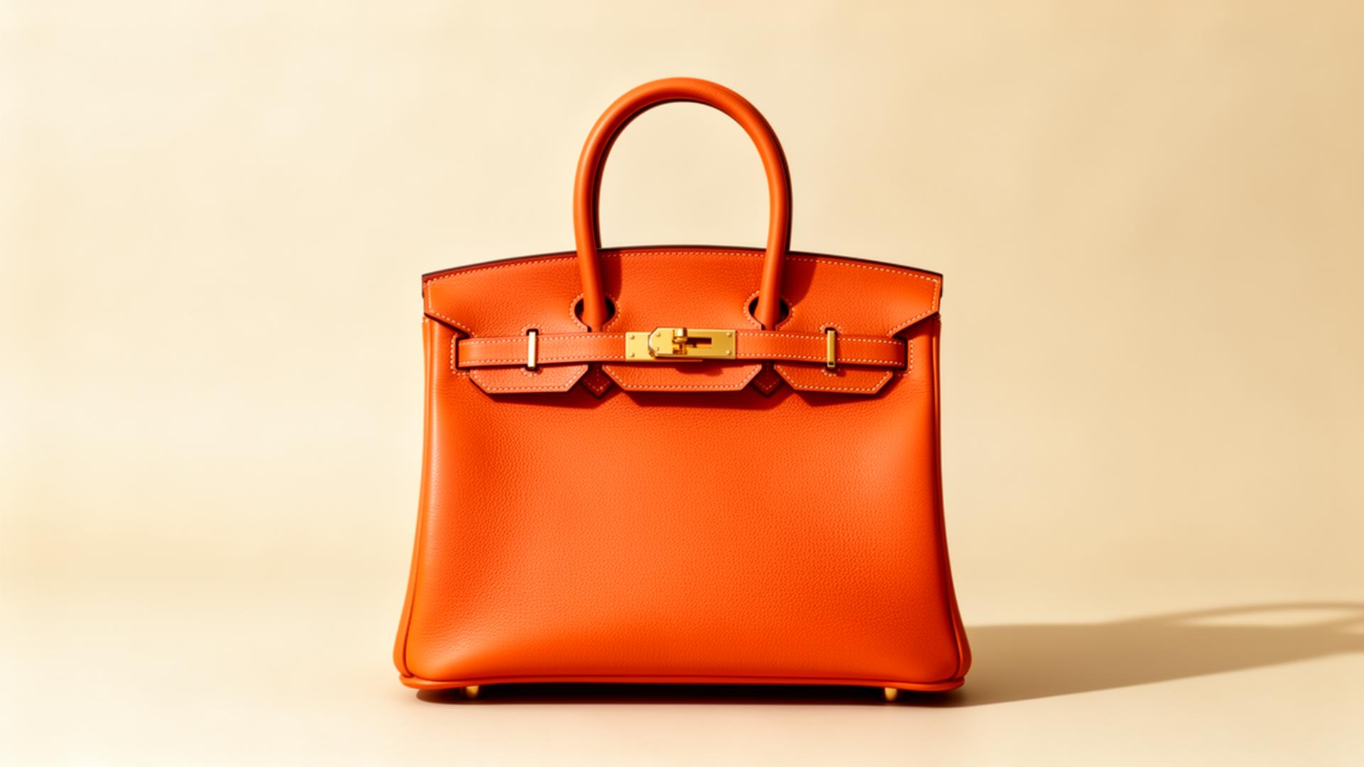 Iconic orange Hermès-style leather handbag